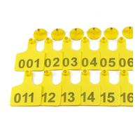 Etiquetas de identificación para animales, Etiquetas de oído del ganado del PE 2.95x2.36 multicolores pulgadas de tamaños múltiples for los ciervos de la cabra de las ovejas(Yellow,101-200)