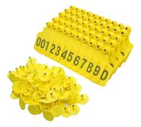Etiquetas de identificación para animales, Etiquetas for orejas de plástico for ganado 001-2000, multicolor, 2,95 x 2,36 pulgadas(Yellow,101-200)