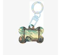 Etiquetas de identificación para mascotas con diseño de desierto del fin del mundo, etiquetas personalizadas para perros y gatos, acrílico en forma de hueso, azul cielo, mediano