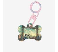 Etiquetas de identificación para mascotas con diseño de desierto del fin del mundo, etiquetas personalizadas para perros y gatos, acrílico en forma de hueso, rosa claro, mediano
