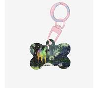 Etiquetas de identificación para mascotas con el caballo en cuentos de hadas, etiquetas personalizadas para perros y gatos, acrílico en forma de hueso, rosa claro, pequeño