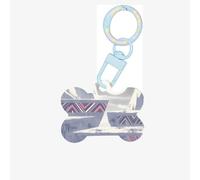 Etiquetas de identificación para mascotas, con luz de neón, ruinas antiguas, etiquetas personalizadas para perros y gatos, acrílico en forma de hueso, azul cielo, mediano