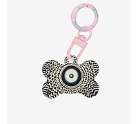 Etiquetas de identificación para mascotas con retrato de ojo gigante misterioso, etiquetas personalizadas para perros y gatos, acrílico en forma de hueso, rosa claro, pequeño