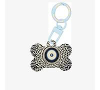 Etiquetas de identificación para mascotas con retrato de ojo gigante misterioso, etiquetas personalizadas para perros y gatos, acrílico en forma de hueso, azul cielo, mediano