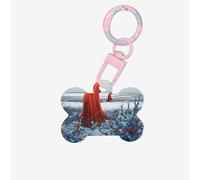 Etiquetas de identificación para mascotas con texto en inglés "The mage wearing a red Hood", etiquetas personalizadas para perros y gatos, acrílico en forma de hueso, rosa claro, mediano