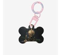 Etiquetas de identificación para mascotas con violín de fantasía, etiquetas personalizadas para perros y gatos, acrílico en forma de hueso, rosa claro, pequeño