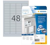 Etiquetas de lámina plateadas para placa de nombre, 800 hojas, 45,7 x 21,2 mm, 48 por hoja A4, 38400 pegatinas, autoadhesivas, imprimibles, resistentes a la intemperie, película adhesiva en blanco