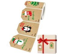 Etiquetas de nombre de Navidad de 250 piezas extraíbles | Rollo de etiquetas de nombre de papel de regalo para caja de sobre, compañeros de trabajo, cumpleaños, vacaciones