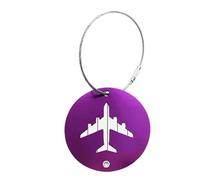 Etiquetas de nombre de viaje - Identificador de maleta, etiqueta de diseño de avión, etiqueta de equipaje de doble cara de metal para de viaje, mochila, a cuadros, equipo de vuelo
