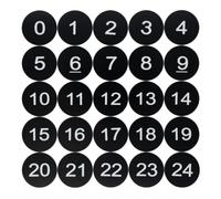 Etiquetas de números de discos numerados de plástico grabadas con números sin agujero redondo (0-50, negro)