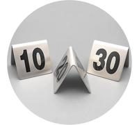 Etiquetas de números de mesa, soportes estilo tienda de campaña de acero inoxidable para restaurantes, cafeterías, bares, bodas y fiestas, destacados y estables (1 a 100 números)
