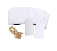 Etiquetas de papel kraft, 100 etiquetas de regalo con cuerda de yute, etiquetas de boda para decoración de bodas navideñas (blanco 4.5x9.5cm)