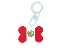 Etiquetas de perro con diseño de bandera de Perú, llavero acrílico con forma de hueso de perro, etiquetas de patrón de doble cara para perros y gatos