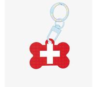 Etiquetas de perro con diseño de bandera suiza, llavero acrílico con forma de hueso de perro, etiquetas de patrón de doble cara para perros y gatos