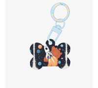 Etiquetas de perro con diseño de cohete en el espacio, llavero acrílico con forma de hueso de perro, etiquetas de patrón de doble cara para perros y gatos