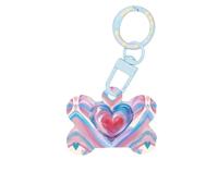 Etiquetas de perro con estampado de corazón arcoíris de moda, llavero acrílico con forma de hueso de perro, etiquetas de patrón de doble cara para perros y gatos