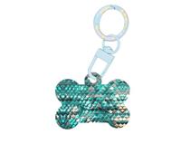 Etiquetas de perro con estampado de escamas de sirena, llavero acrílico, forma de hueso de perro, etiquetas de patrón de doble cara para perros y gatos