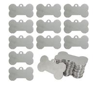 Etiquetas de perro con forma de hueso en blanco de acero inoxidable 304, grabadas en blanco, 50 x 28 mm, paquete de 25