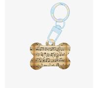 Etiquetas de perro de moda de impresión de notas musicales Llavero acrílico Forma de hueso de perro doble cara patrón Etiquetas para perros y gatos