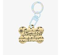 Etiquetas de perro de moda de impresión de notas musicales Llavero acrílico Forma de hueso de perro doble cara patrón Etiquetas para perros y gatos