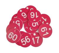 Etiquetas de plástico for etiquetas con números del 1 al 100, for perchas, tarjetas, redondas orificio, fáciles conectar a llaveros y cordón para Llaves Taquillas(Red)