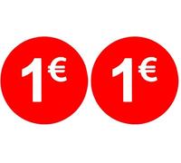 Etiquetas de Precio 1€ Euro Pack de 1000 Pegatinas Redondos Rojos Adhesivo Desplegable Price Stickers Rebajas Descuentos Oferta Liquidación (Paquete de 2)