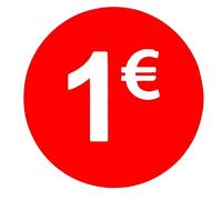 Etiquetas de Precio 1€ Euro Pack de 1000 Pegatinas Redondos Rojos Adhesivo Desplegable Price Stickers Rebajas Descuentos Oferta Liquidación