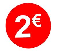 Etiquetas de Precio 2€ Euro Pack de 1000 Pegatinas Redondos Rojos Adhesivo Desplegable Price Stickers Rebajas Descuentos Oferta Liquidación