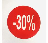 Etiquetas de Precio -30% Euro Pack de 1000 Pegatinas Redondos Rojos Adhesivo Desplegable Price Stickers Rebajas Descuentos Oferta Liquidación