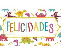 ETIQUETAS DE REGALO DE FELICIDADES. ROLLO 250 UNIDADES DINOSAURIOS