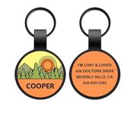 Etiquetas de Silicona Personalizadas para Perros y Gatos con Grabado de Nombre, Etiquetas de Identificación Silenciosas Personalizadas para Mascotas Chapa Perro Grabada (Bosque de naranjos, Redondo)