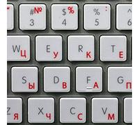 Etiquetas de teclado ruso cirílico de Apple con letras azules, naranjas, rojas o blancas sobre fondo transparente para escritorio, laptop y cuaderno (rojo)