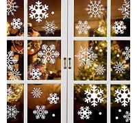Etiquetas de Ventana Navideñas - 96 Copos de Nieve y Feliz Navidad - Decoración Festiva