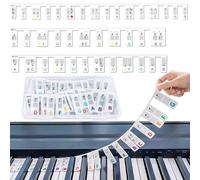 Etiquetas extraíbles para notas de teclado de piano, tiras de superposición lavables para principiantes, 88 teclas, etiquetas de guía de notas de piano de silicona de tamaño completo, etiquetas de