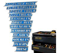 Etiquetas magnéticas para caja de herramientas, 12/24/36 etiquetas impresas en 3D, reutilizables para una fácil organización, para cofres de herramientas, armarios, cajones de garaje y superficies de