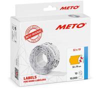 Etiquetas Meto para etiquetadoras manuales (32 x 19 mm, 2 líneas, naranja fluorescente, 10.000 unidades, adherencia permanente, para Meto, Contact, Sato, Avery, Tovel, Samark, etc.)