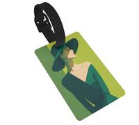 Etiquetas minimalistas para equipaje, diseño de sombrero verde oscuro, ideal para viajes, cruceros, mochilas, bolsas
