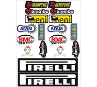 ETIQUETAS MOTO SPONSOR 18 Pz Sticker Motocross Gráficos Bicicleta Mtb Ordenador Scooter Kit Modelado VINILO BRILLANTE Marcas Famosas Paquete Pack