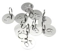 Etiquetas numeradas de plástico para llaves, Etiquetas numéricas plateadas de acero inoxidable, llavero redondo 30mm, 1-200, colgante identificación, placa calada(1 50)