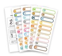 Etiquetas para biberones de bebé para guardería, coloridas calcomanías impermeables con nombre de animales, varios tamaños y colores, paquete de 80 (juego pequeño)