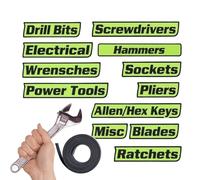 Etiquetas para cajones de herramientas - Material impreso en D, adhesivo magnético, juego de doce piezas, seguro al metal | Etiqueta Carros Gabinetes de garaje Taller Stoccagg