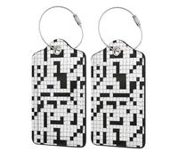 Etiquetas para equipaje con diseño de crucigramas, paquete de 4, para maletas, de piel sintética, con protección de privacidad, artículos esenciales de viaje.