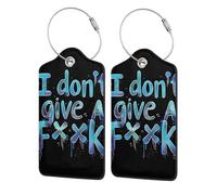 Etiquetas para equipaje de cuero negro con diseño de acuarela "I Don't Give Graffiti" y cubierta de privacidad - Soporte de identificación con cable de acero inoxidable para maleta, bolso de viaje o m