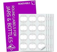 Etiquetas para tarros y botellas - 60 pegatinas blancas, redondas, extraíbles, impermeables, ideales para tarros de especias, cocina, botellas de viaje, etiquetas redondas pequeñas en blanco de 38 mm