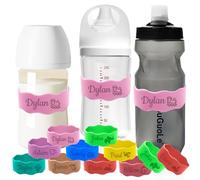 Etiquetas personalizadas para biberones Reutilizables, Bandas de silicona personalizables con nombre para biberones Taza grabada Bandas impermeables para biberones