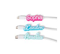 Etiquetas personalizadas para cable con nombre, multicolor, impermeables, clips de identificación de cable para USB, cargadores de teléfono, electrónica y administración, etiquetas de nombre 3D