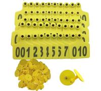 Etiquetas plásticas para ganado, Etiquetas de oreja de plástico for ganado, 100 unidades, número de identificación multicolor, 001-500, varios tamaños(Yellow 4 * 5cm (1.57 * 1.96in),101-200)