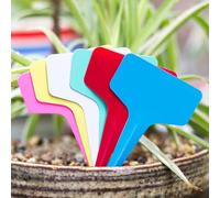 Etiquetas prácticas para plantas en forma de T, un conjunto de 100 insertos de PVC adecuadas para tus necesidades de hogar o jardín al aire libre (azul)