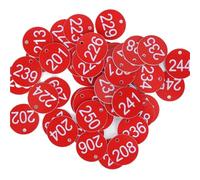 Etiquetas redondas grabadas con números, Etiquetas de colmena redondas numeradas 1-100 con agujero Multicolor 3,5 cm 100 piezas(Red)