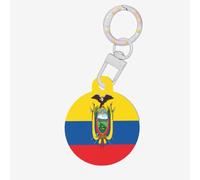 Etiquetas redondas para perros de la bandera de Ecuador, etiquetas de identificación acrílicas duraderas y elegantes, perfectas para mascotas pequeñas a grandes